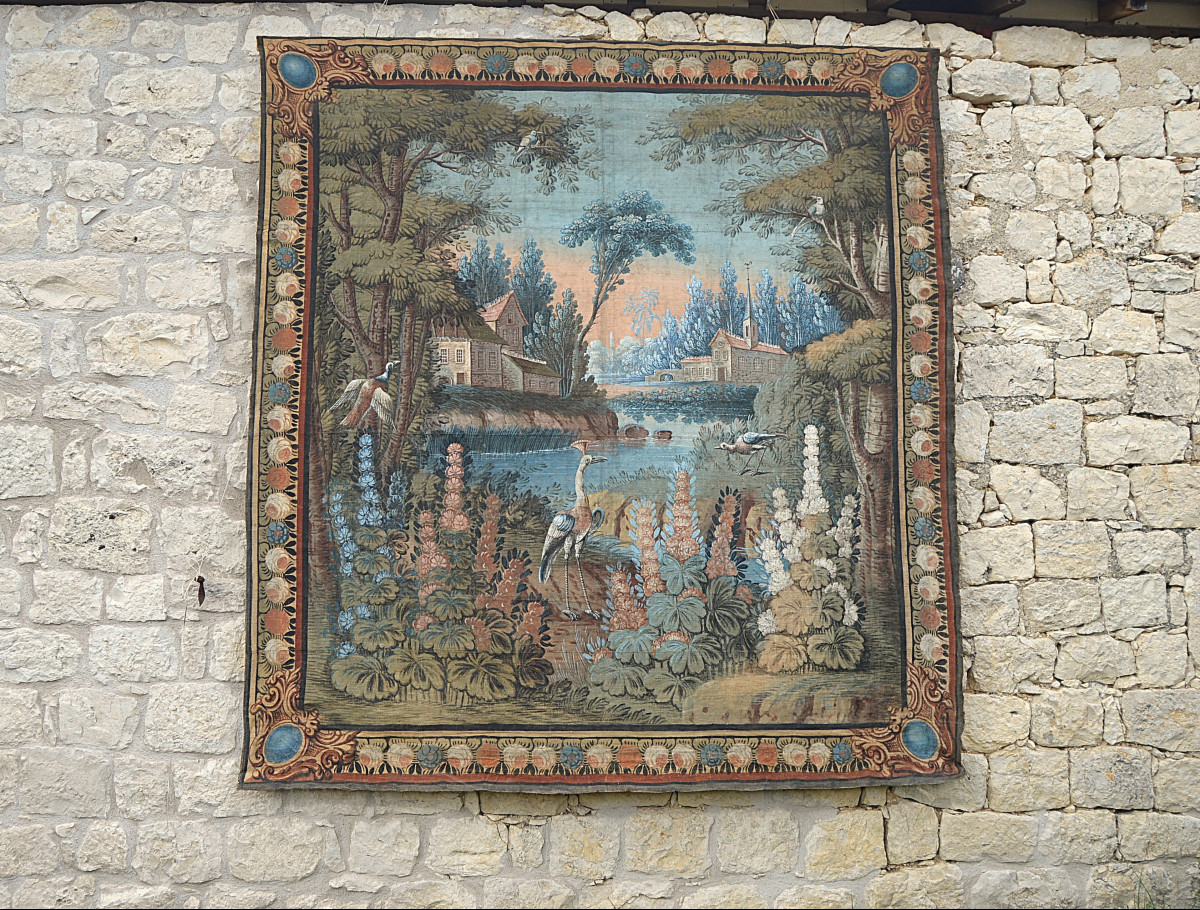 Set Of Five Large Painted Canvases From The 18th Century   