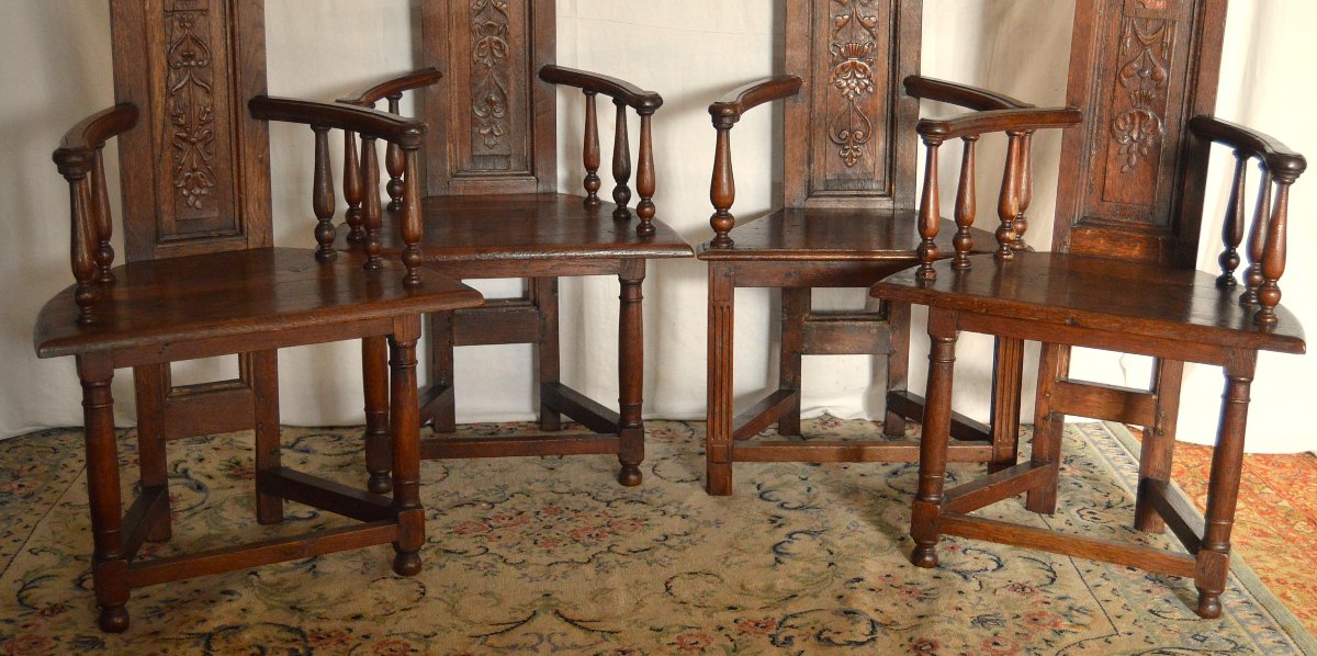 Ensemble De Quatre Chaises  "caquetoires" en chêne -photo-4