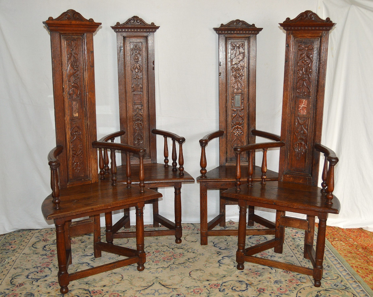 Ensemble De Quatre Chaises  "caquetoires" en chêne 