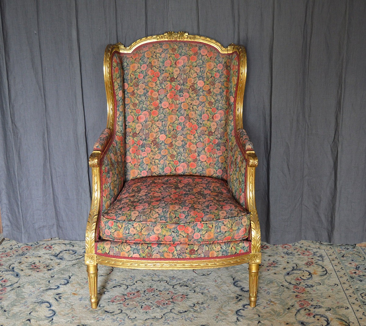 Louis XVI Style Bergère Chair In Gilded Wood