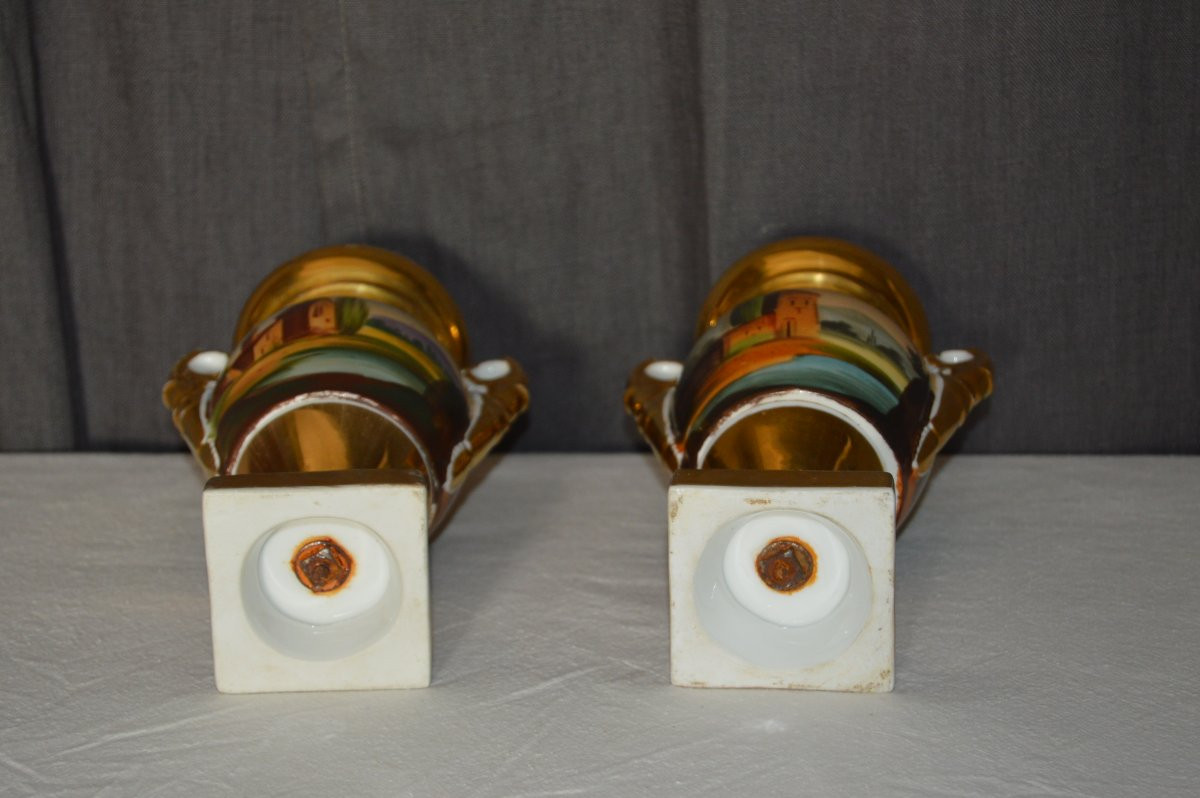 Paire de vases en porcelaine de Paris début XIX ème-photo-3