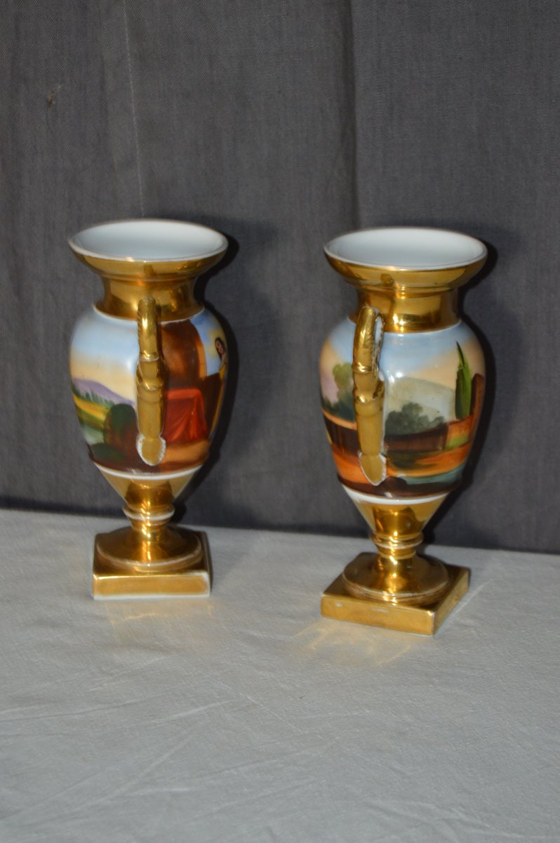 Paire de vases en porcelaine de Paris début XIX ème-photo-5