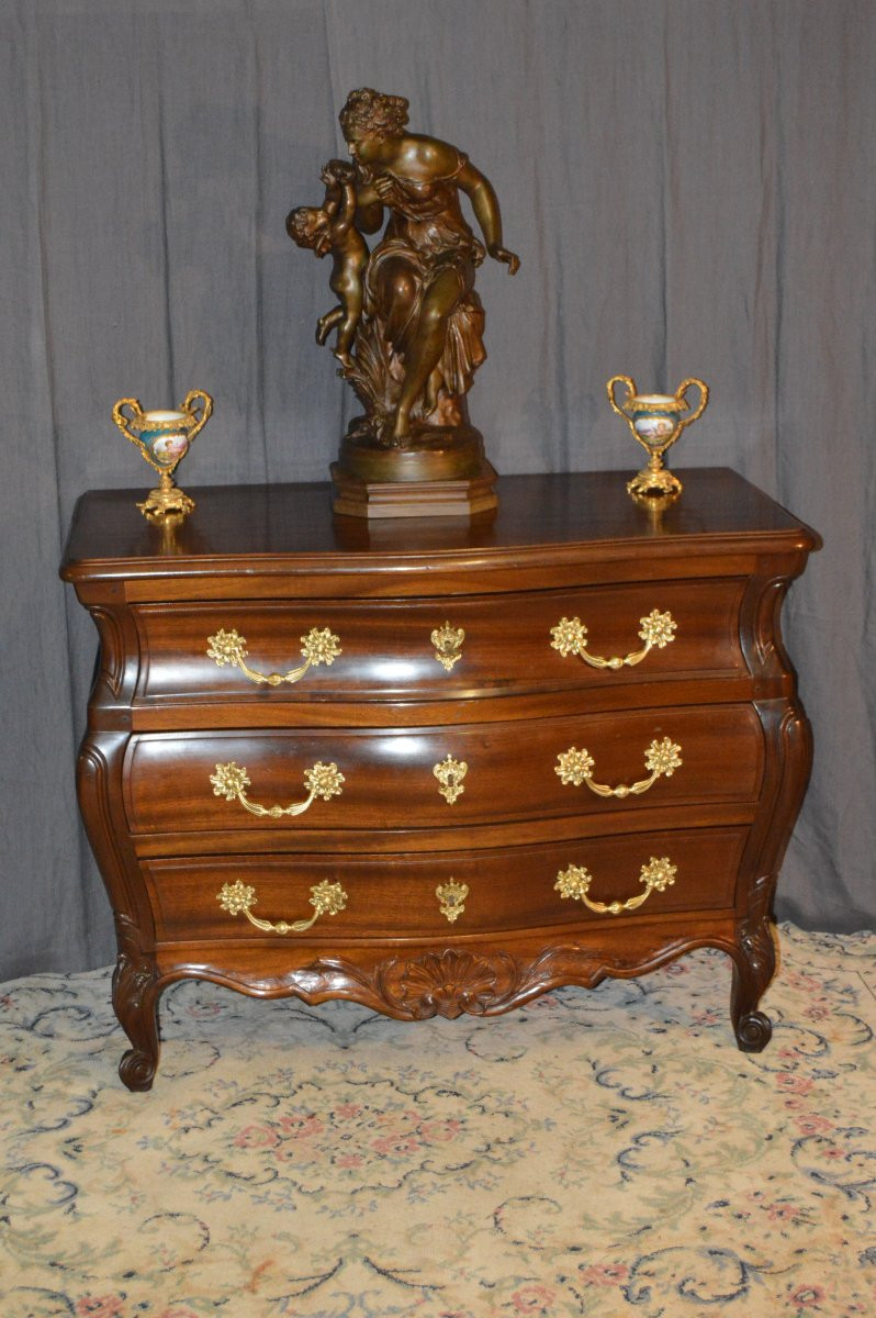 Bordeaux-style Mahogany Chest Of Drawers-photo-5