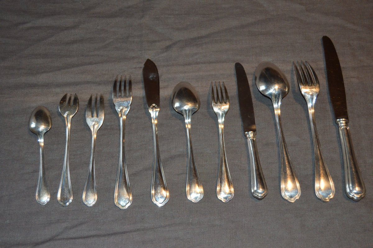 Important Christofle Spatours Pattern 147-piece Flatware Set.-photo-3