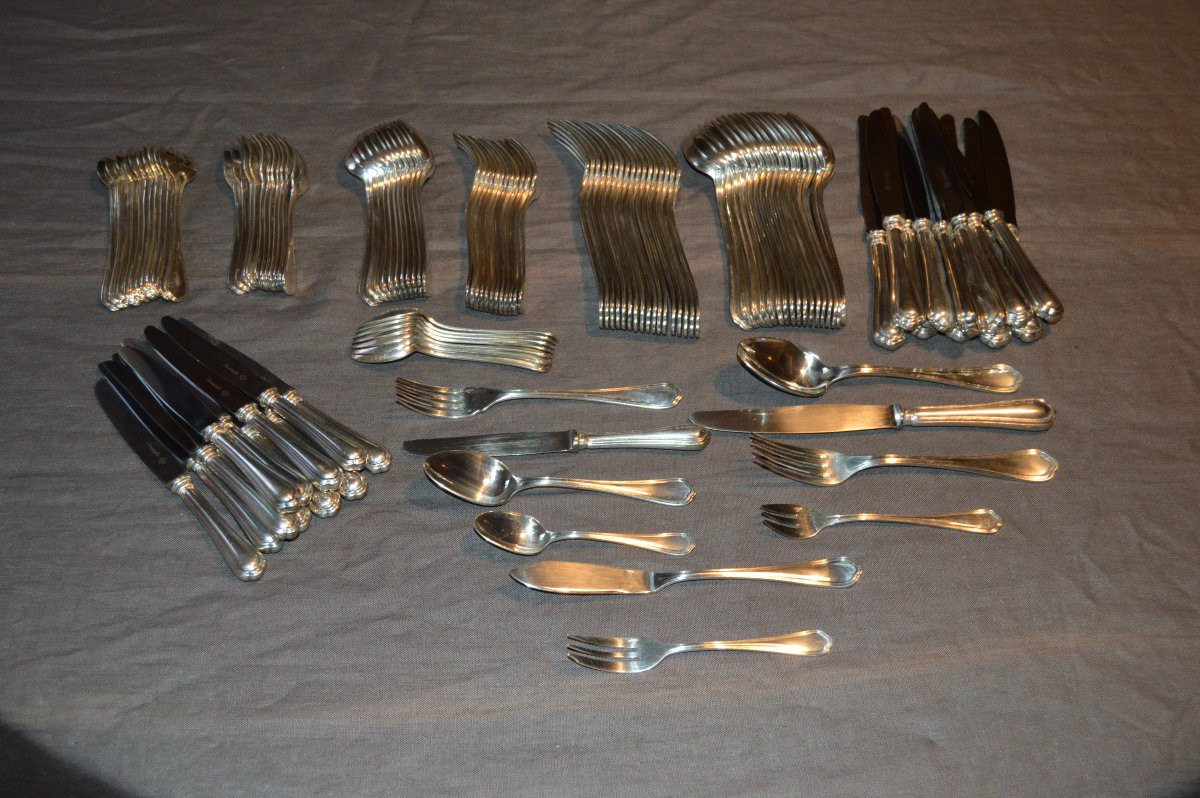 Important Christofle Spatours Pattern 147-piece Flatware Set.-photo-3