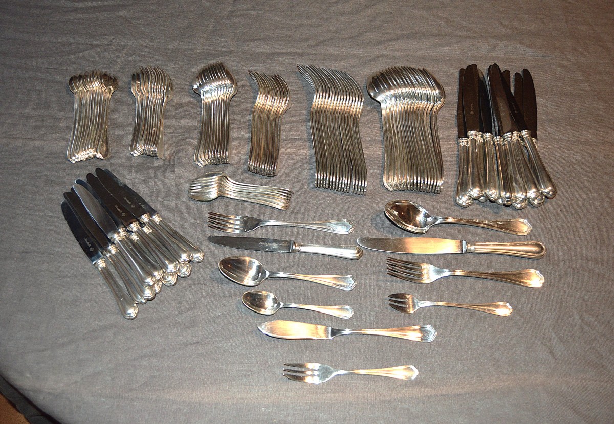 Important Christofle Spatours Pattern 147-piece Flatware Set.