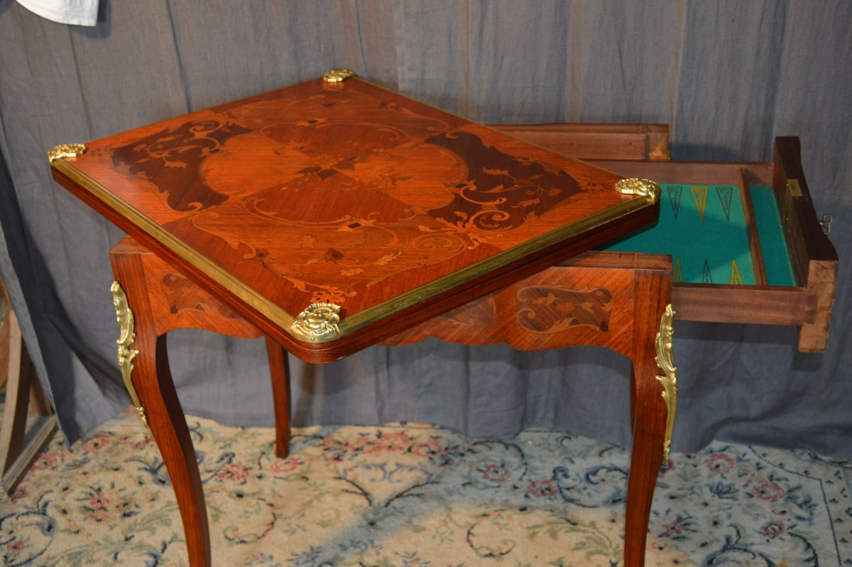 Marquetry Games Table-photo-7