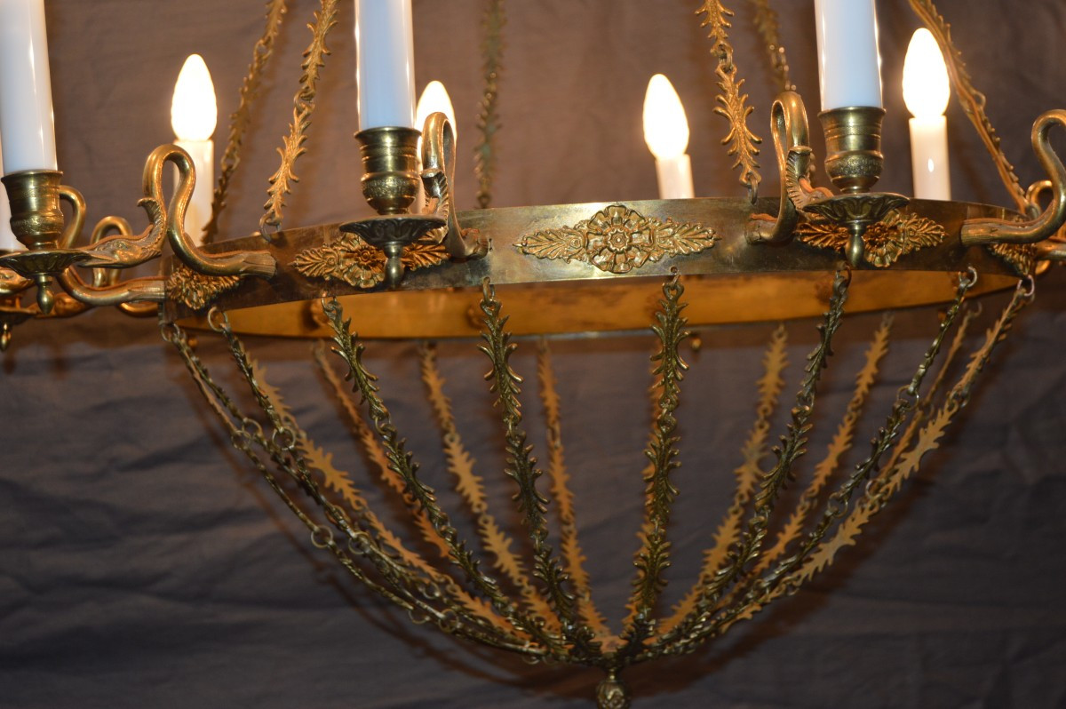 Important lustre de style empire en bronze.-photo-4