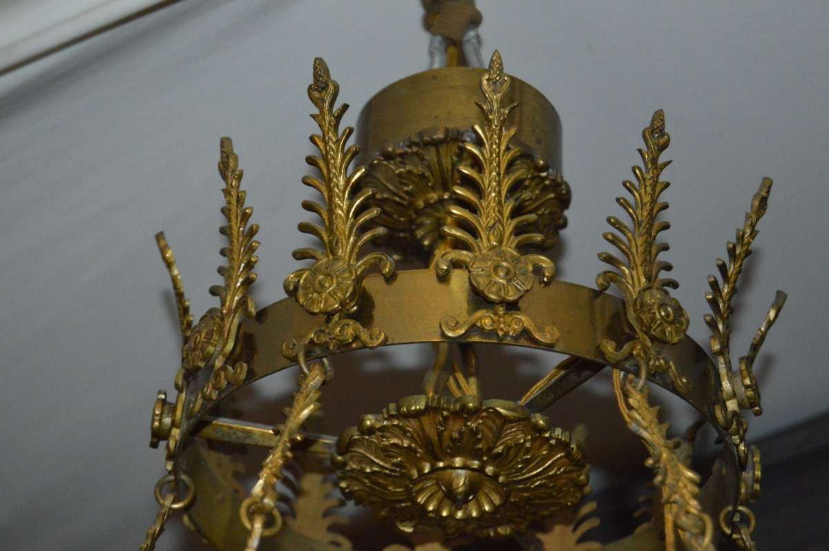Important lustre de style empire en bronze.-photo-1