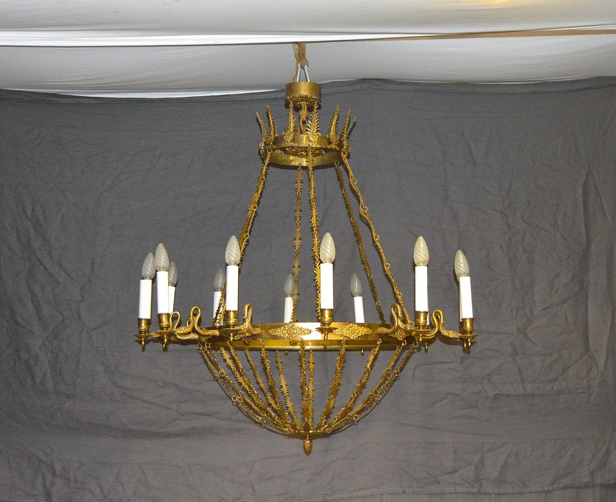 Important lustre de style empire en bronze.-photo-2