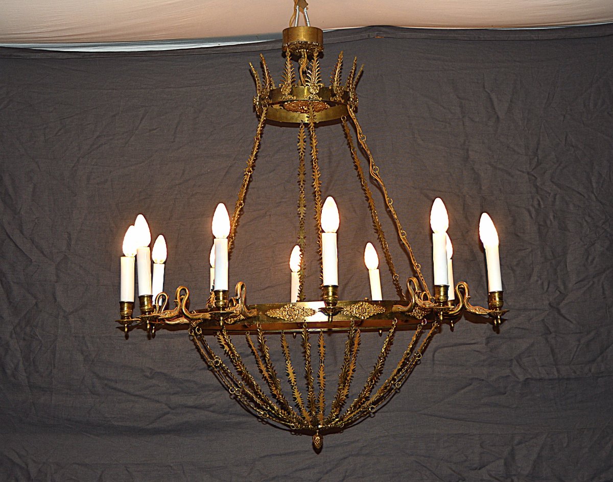Important lustre de style empire en bronze.-photo-5
