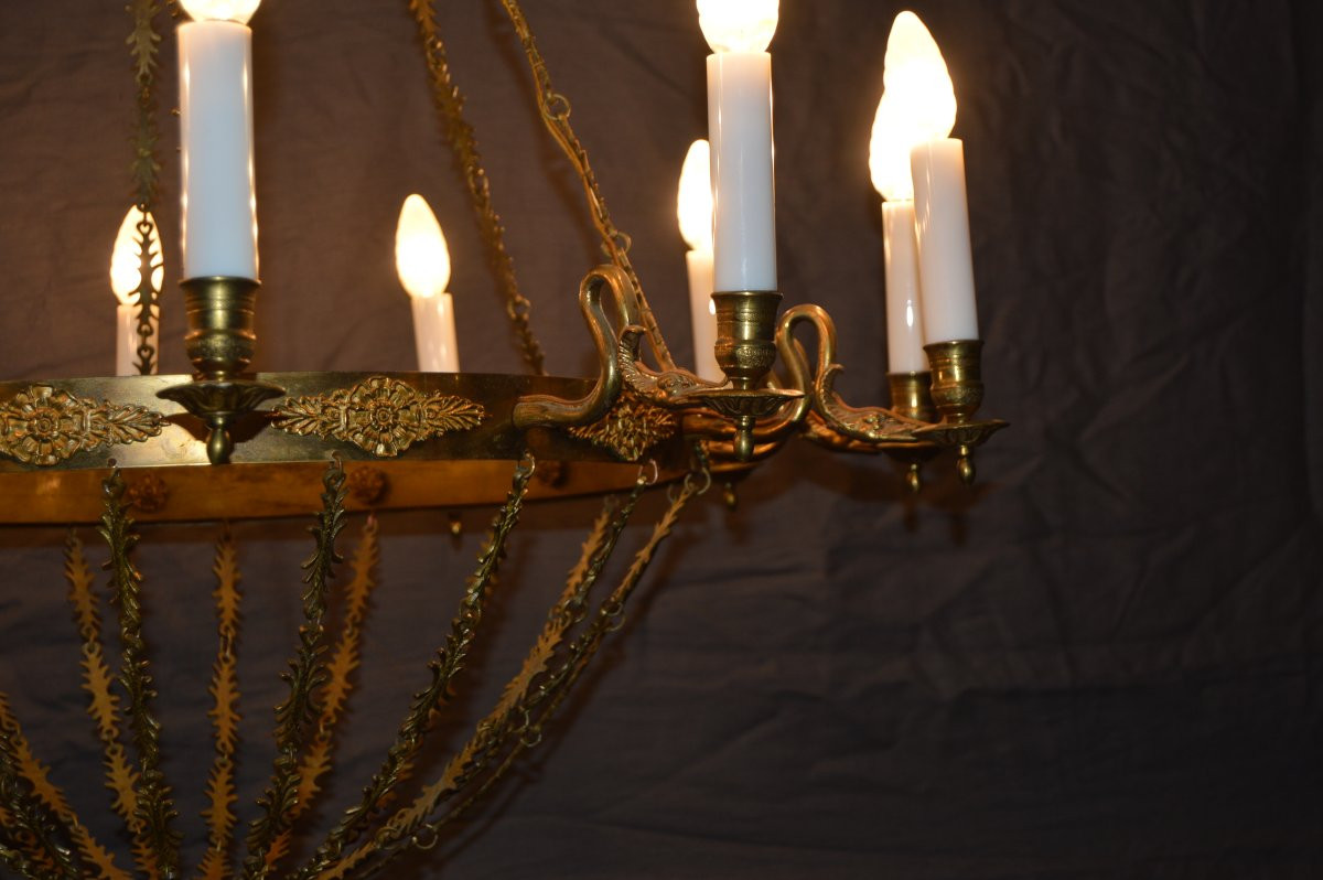 Important lustre de style empire en bronze.-photo-6