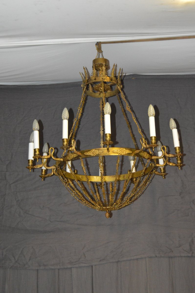 Important lustre de style empire en bronze.-photo-7