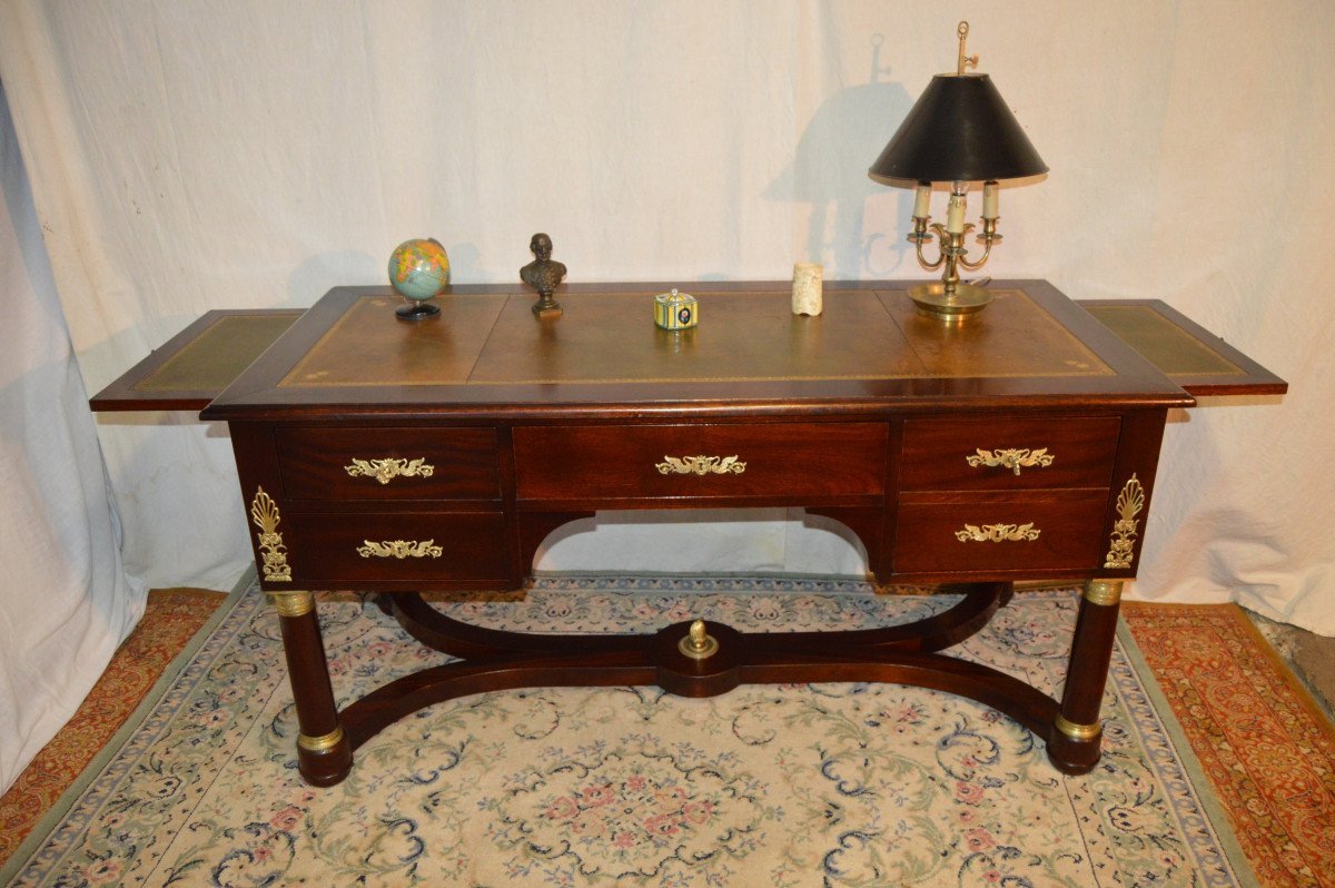 Large Double-sided Empire Mahogany Desk-photo-2