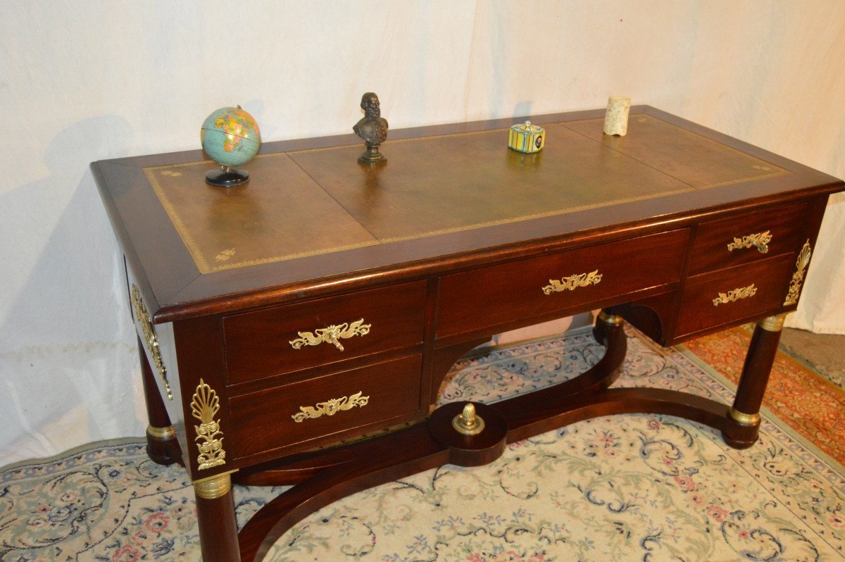 Large Double-sided Empire Mahogany Desk-photo-3