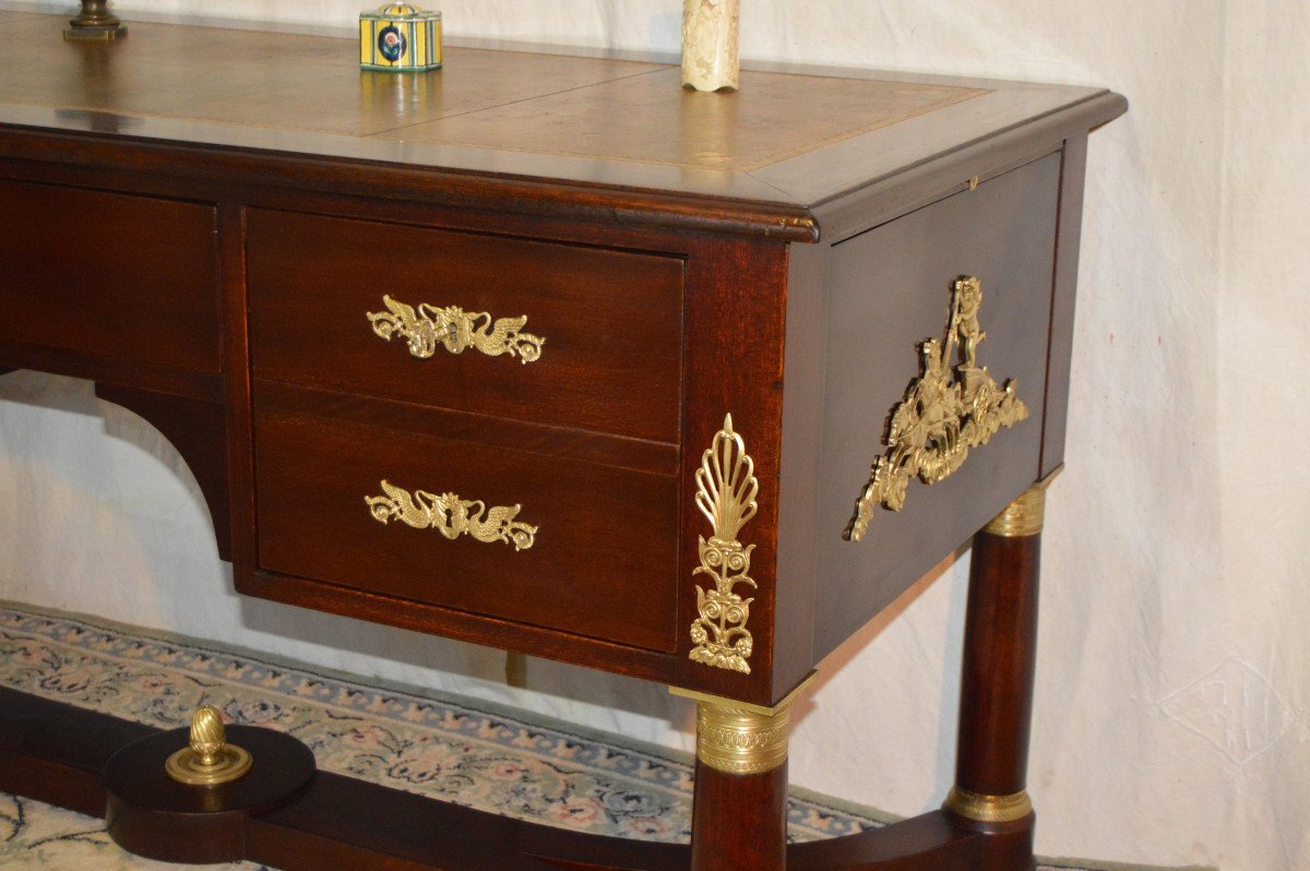 Large Double-sided Empire Mahogany Desk-photo-4