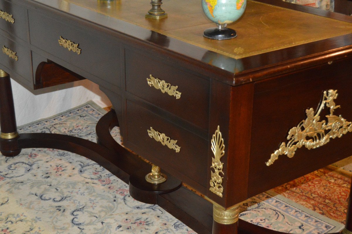 Large Double-sided Empire Mahogany Desk-photo-2