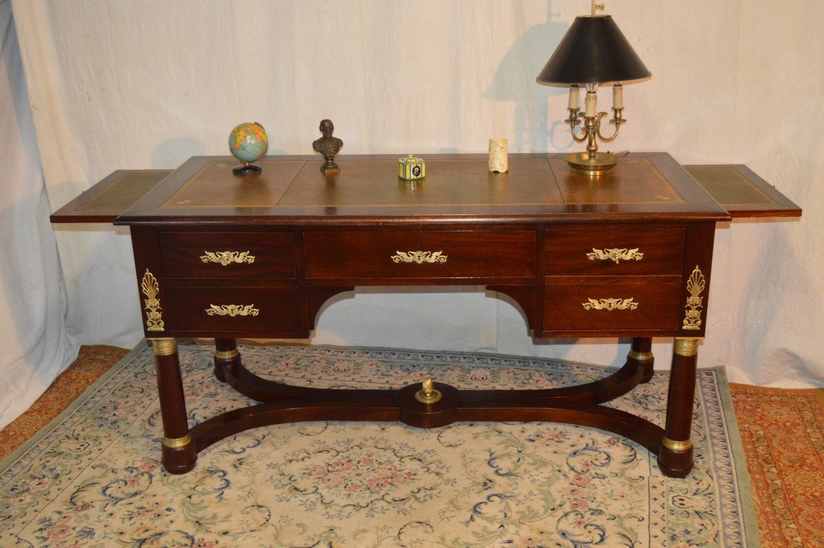 Large Double-sided Empire Mahogany Desk-photo-3