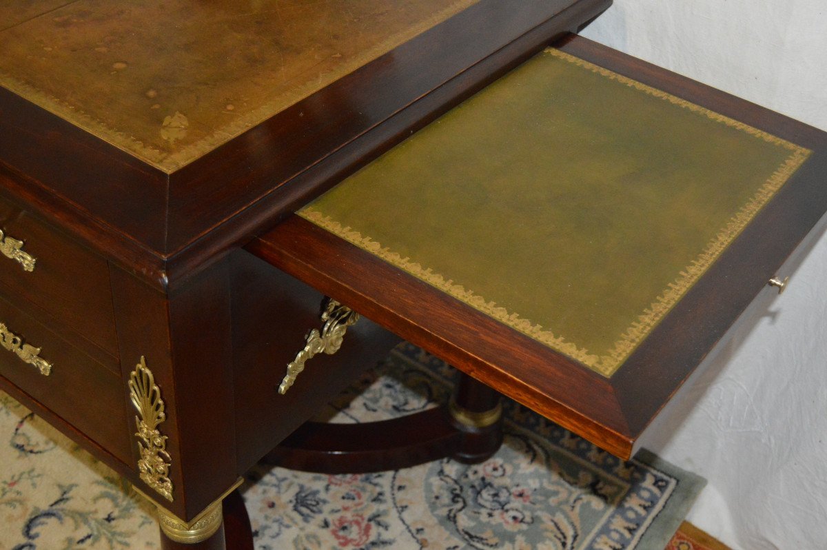 Large Double-sided Empire Mahogany Desk-photo-4