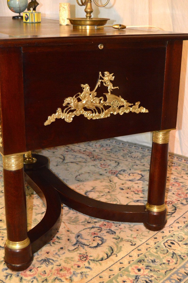 Large Double-sided Empire Mahogany Desk-photo-8