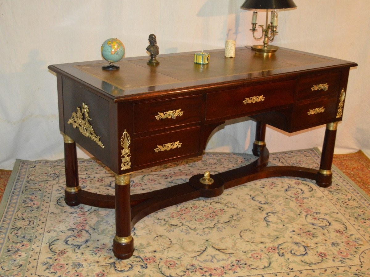 Large Double-sided Empire Mahogany Desk