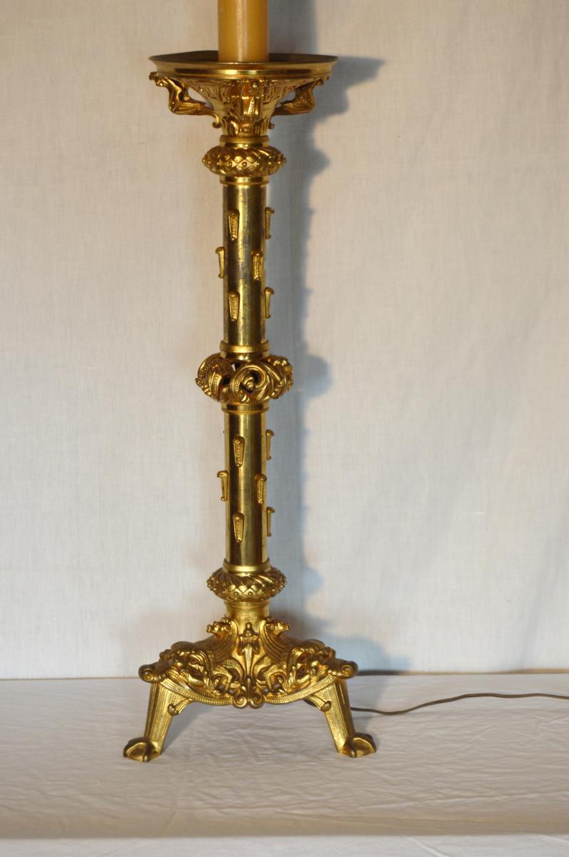 Pique Candle Mounted In Lamp-photo-3