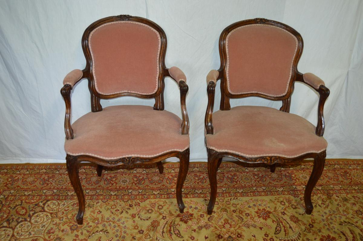 Pair Of Louis XV Cabriolets Armchairs