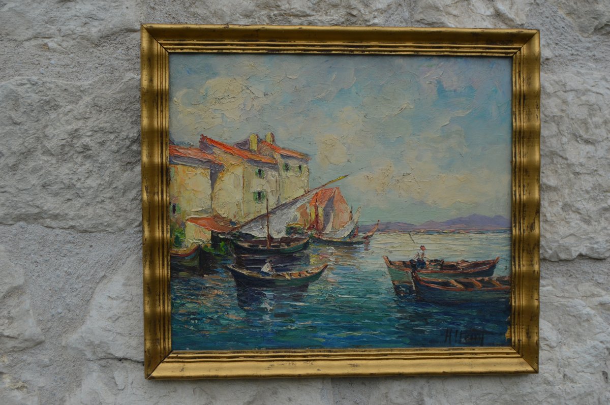 Huile sur panneau " les Martigues "-photo-3