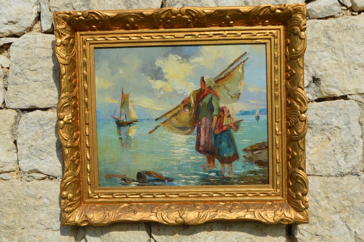 Oil On Canvas (marine) Signed Ch. Frolich