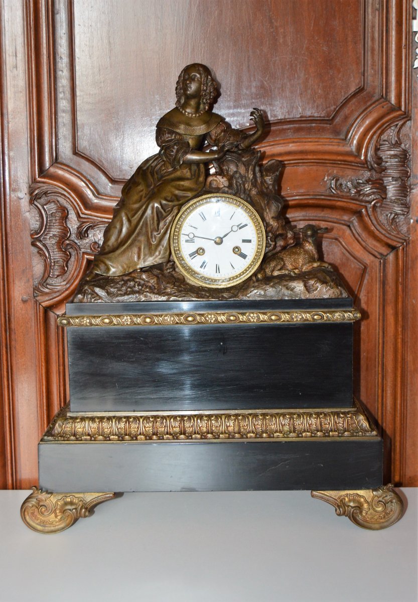 Pendule d'époque Restauration, sujet  en Bronze et Régule-photo-3