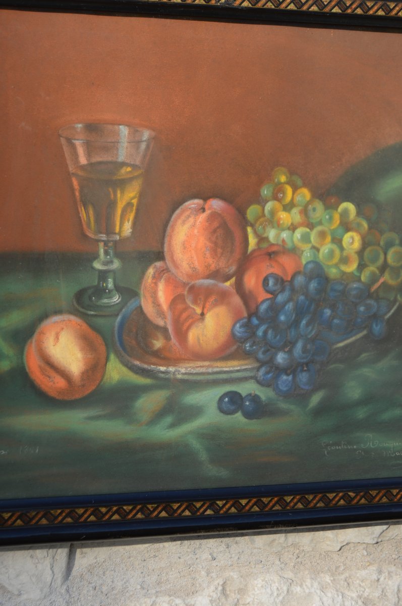 Pastel, Still Life End XIX Signed Oulias?-photo-2