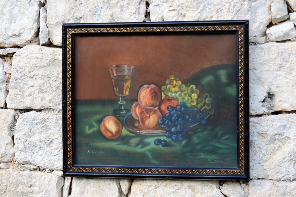 Pastel, Still Life End XIX Signed Oulias?