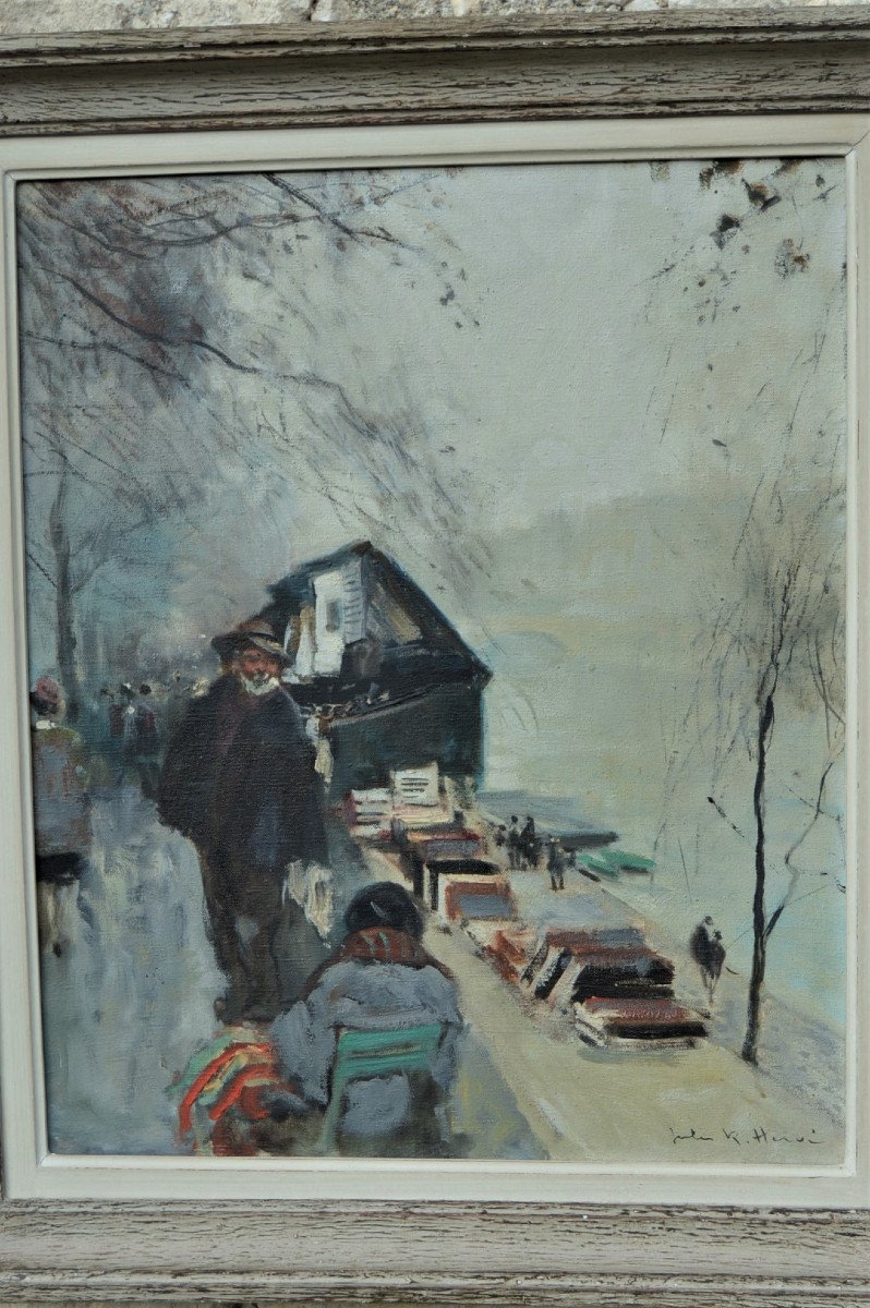 Les Bouquinistes, Painting By Jules René Hervé-photo-2