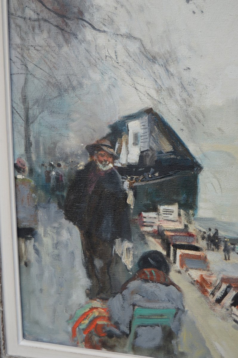 Les Bouquinistes, Painting By Jules René Hervé-photo-3