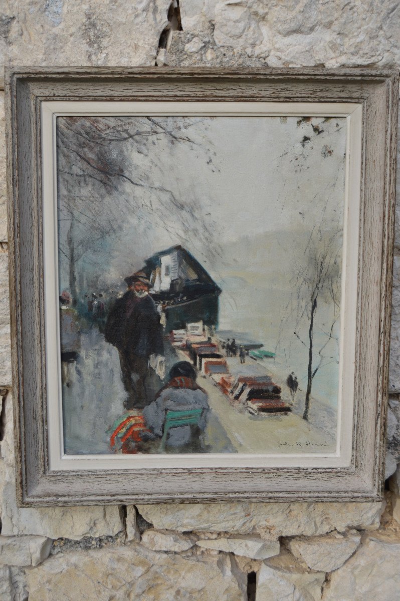 Les Bouquinistes, Painting By Jules René Hervé-photo-3