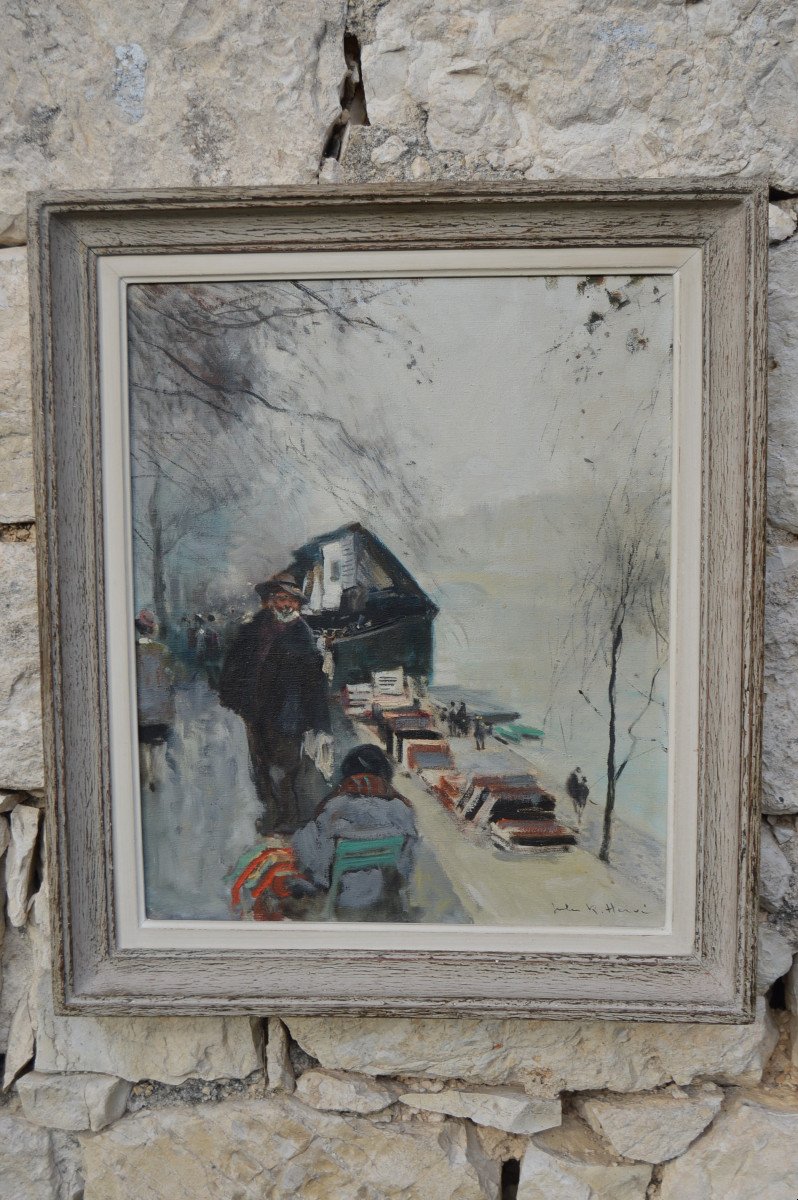 Les Bouquinistes, Painting By Jules René Hervé