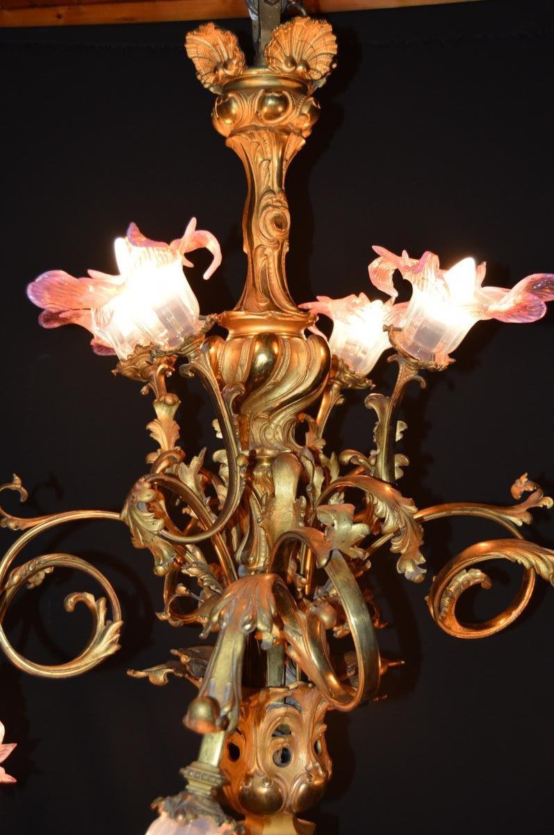 Important Gilt Bronze Chandelier-photo-2