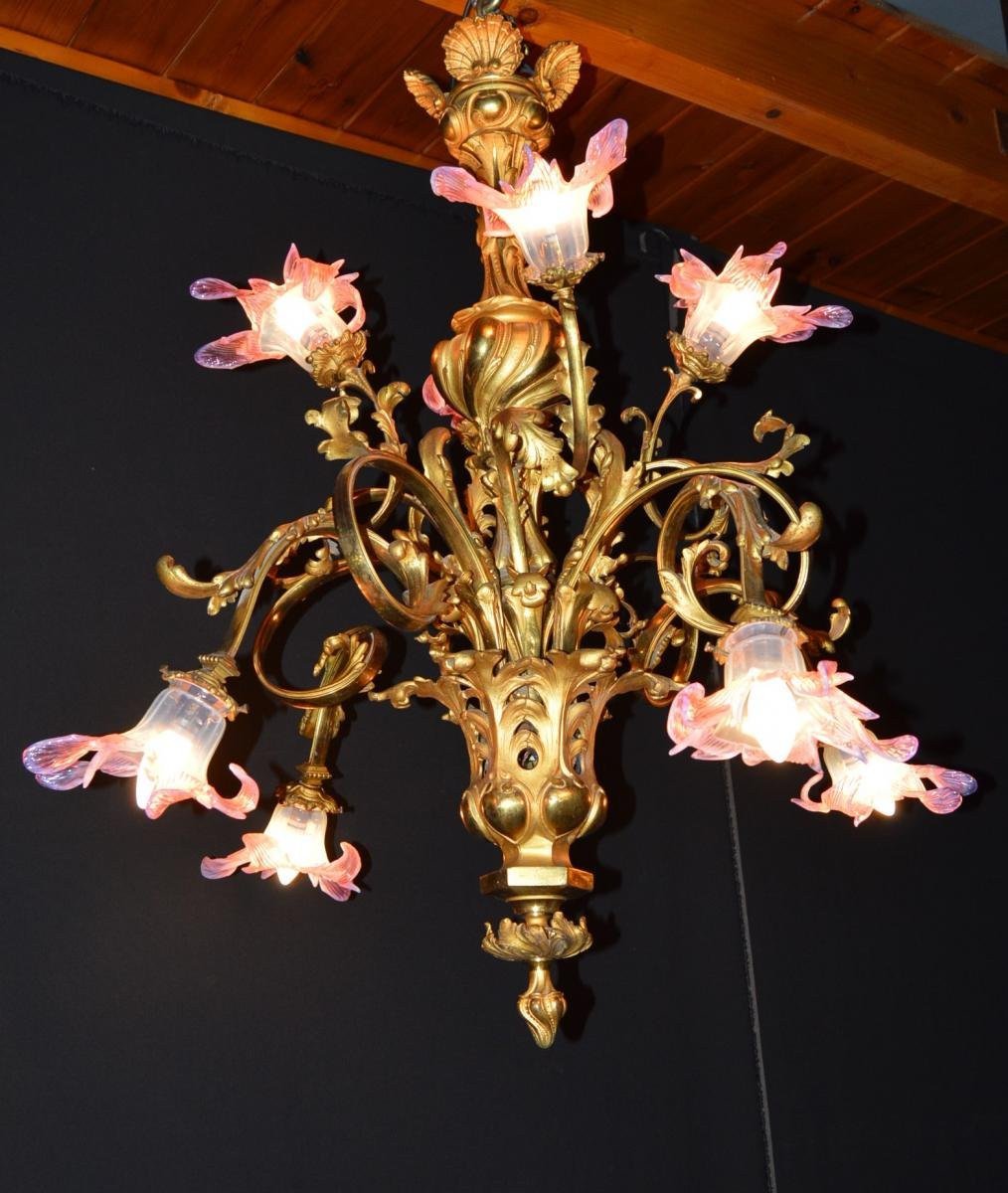 Important Gilt Bronze Chandelier-photo-4