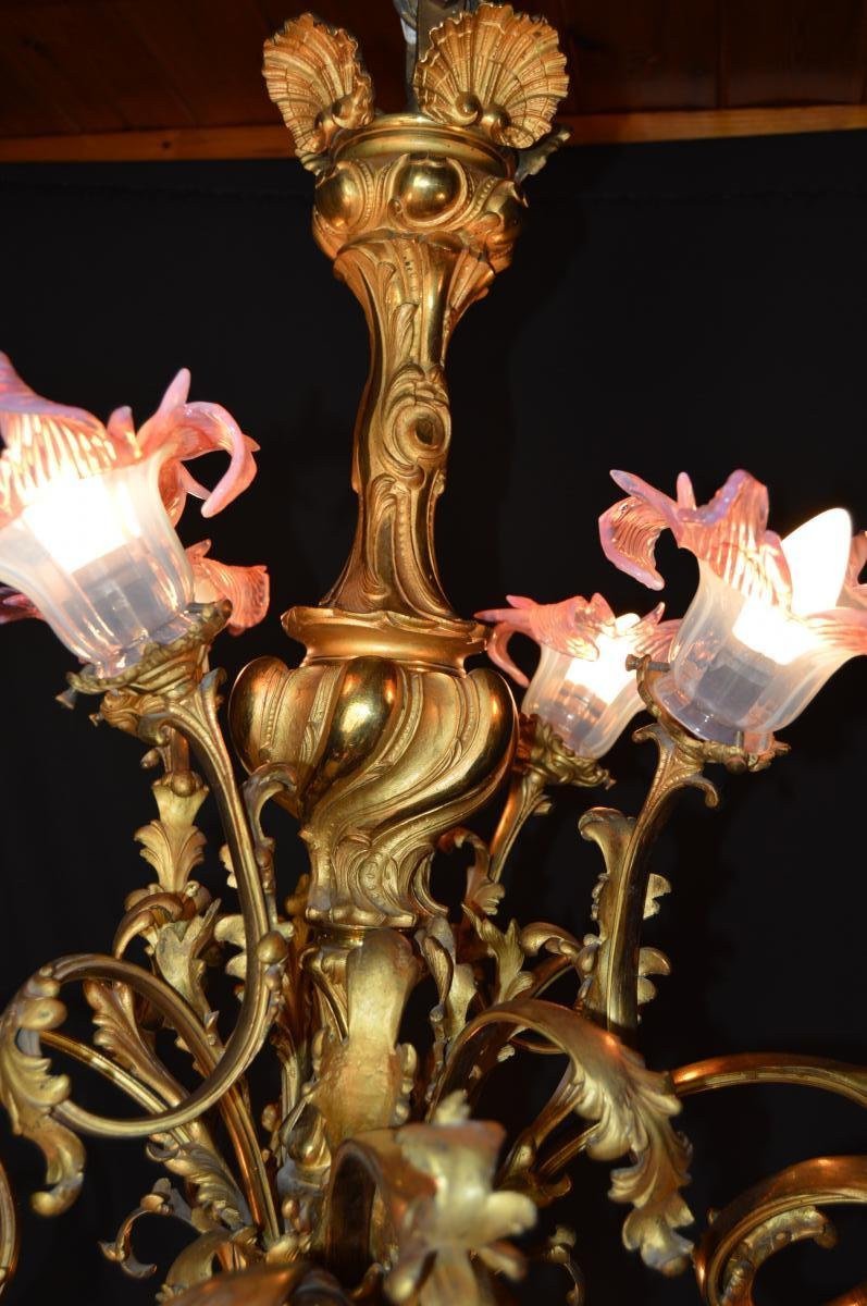 Important Gilt Bronze Chandelier-photo-1