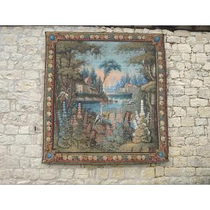 Set Of Five Large Painted Canvases From The 18th Century   
