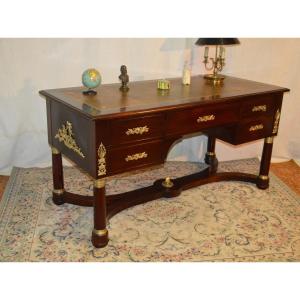 Large Double-sided Empire Mahogany Desk