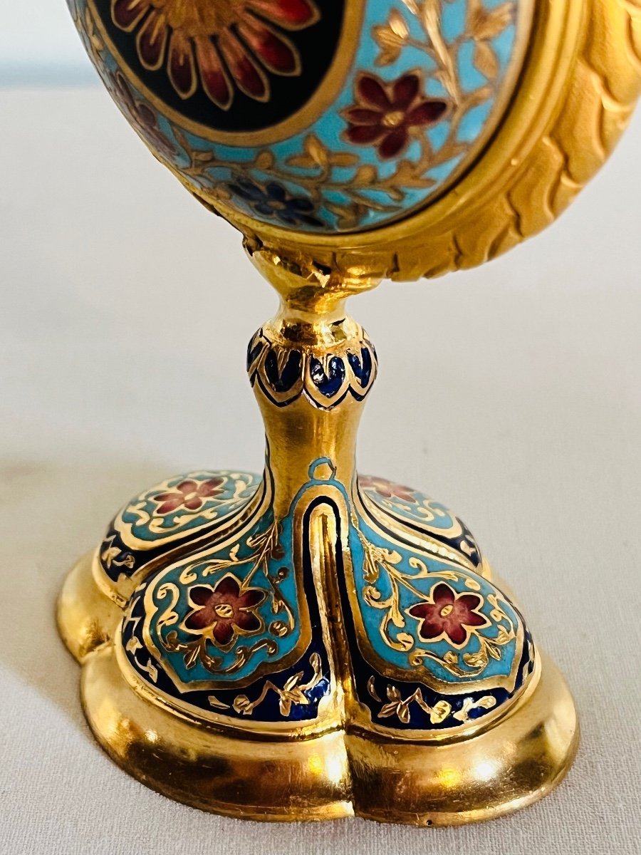 Pair Of Gilt Bronze Persian Style Enamel Vases-photo-2