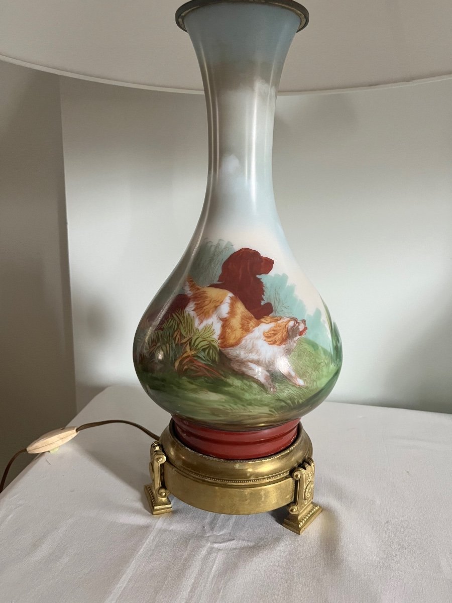 Napoleon III Opaline Lamps With -photo-4