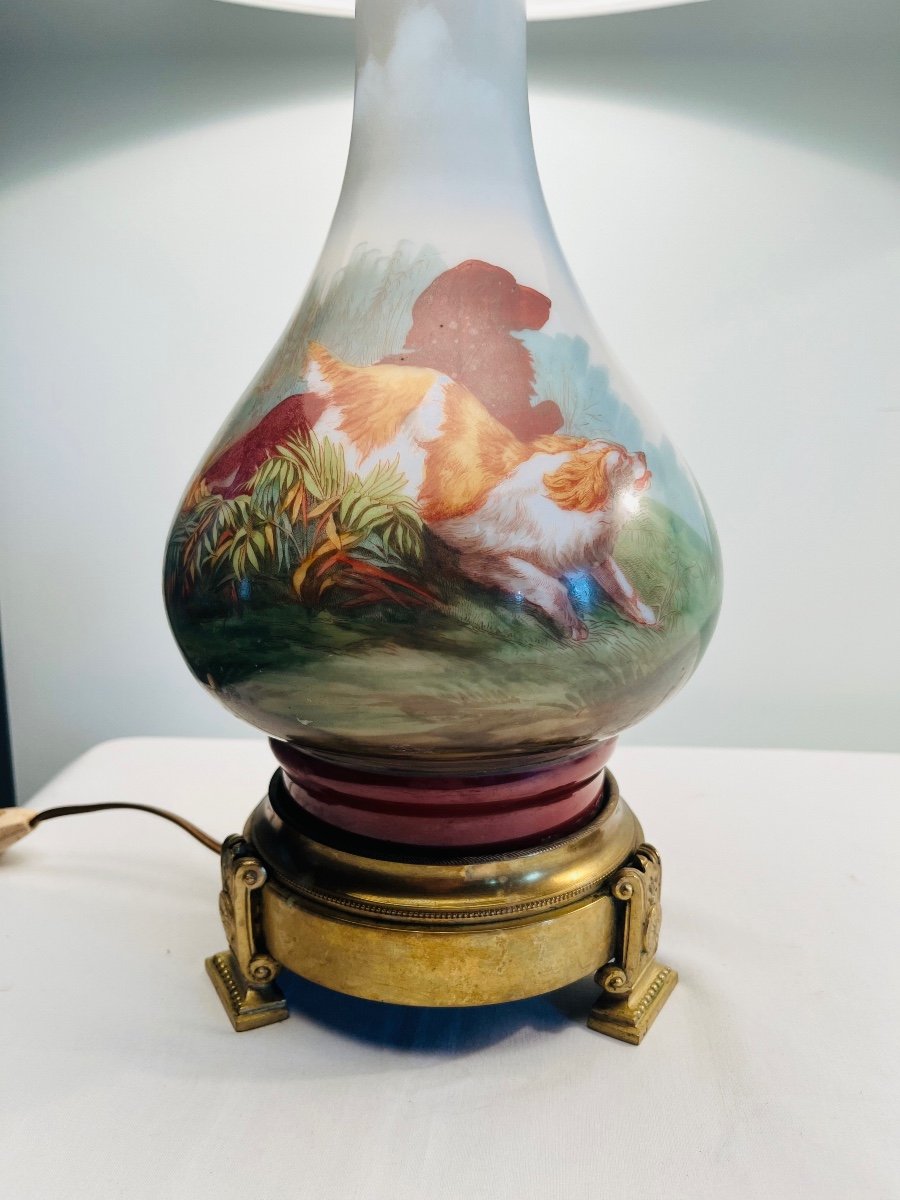 Napoleon III Opaline Lamps With -photo-2