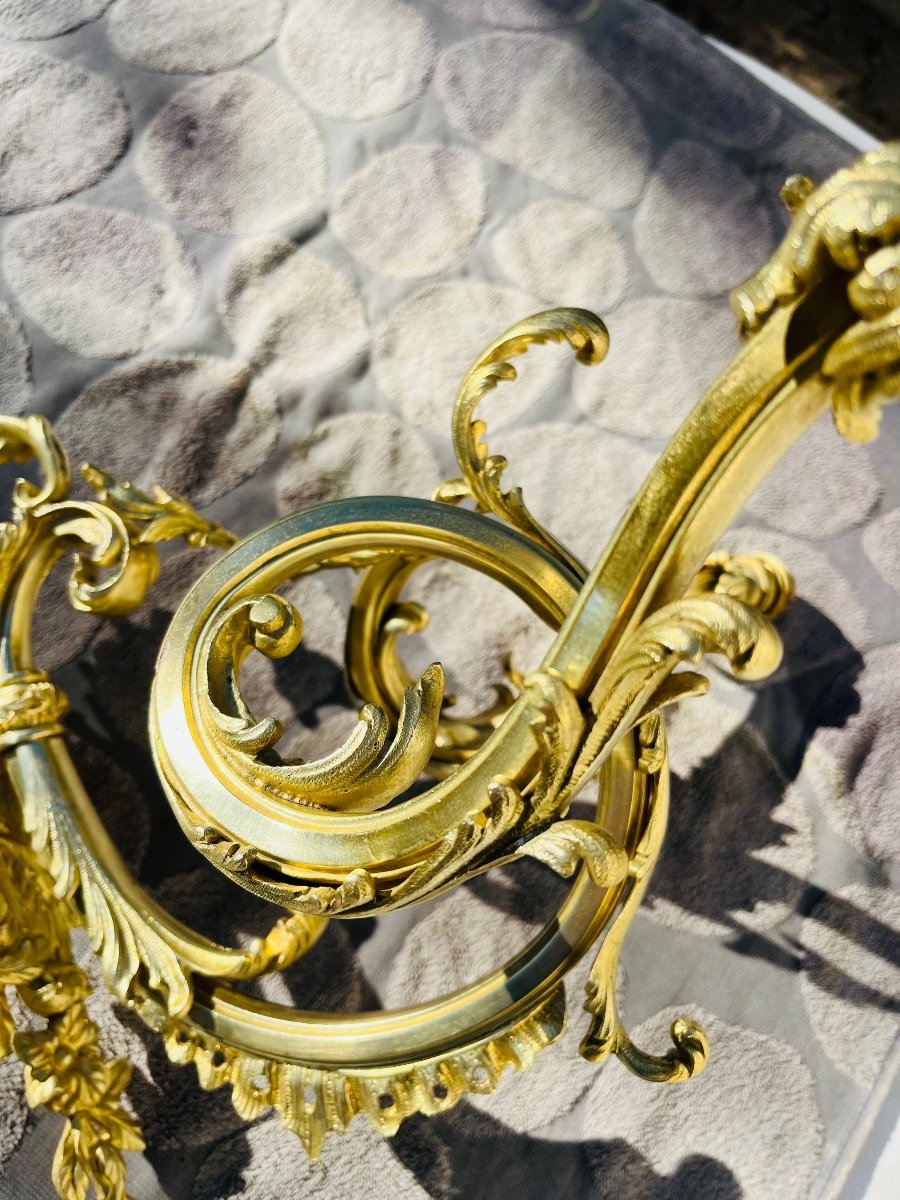 Pair Of Louis XV Gilt Bronze Sconces-photo-4