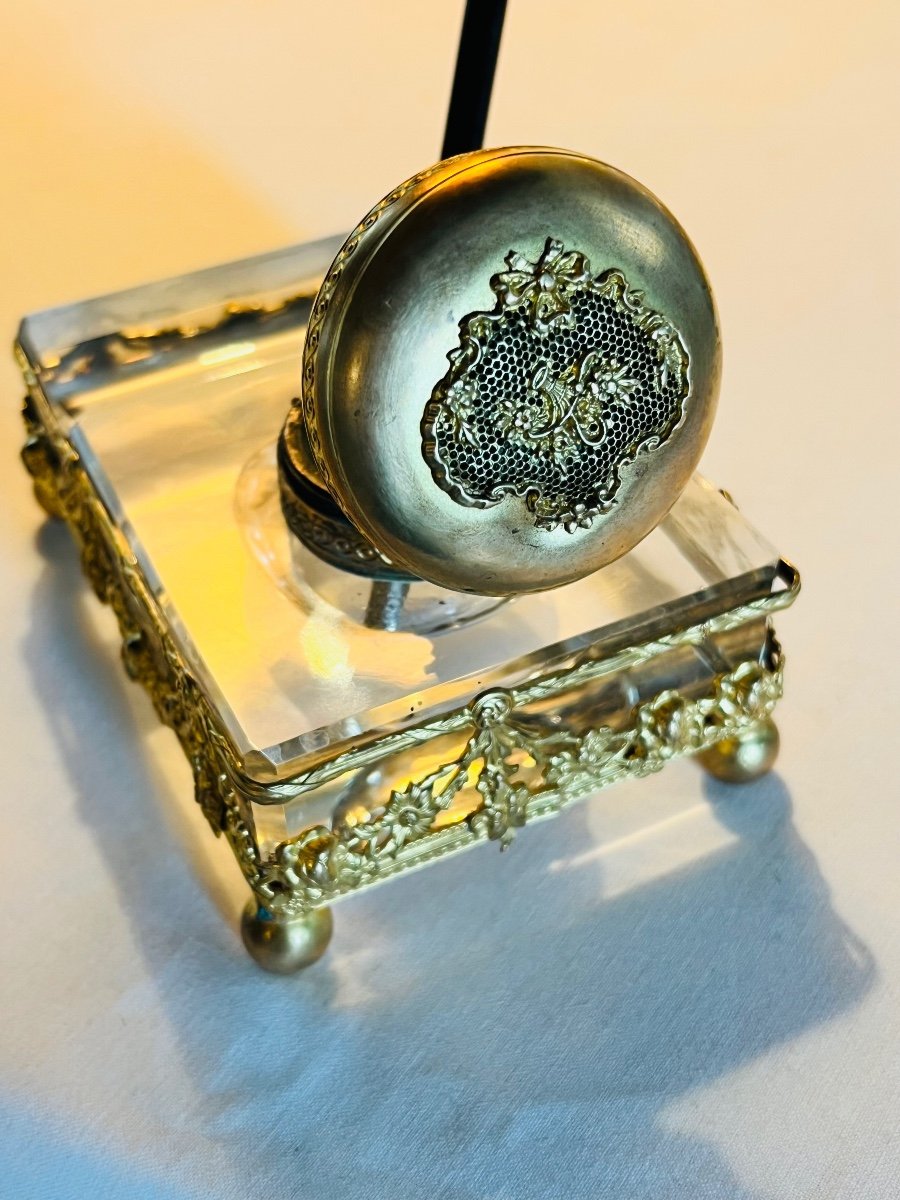 Louis XVI Crystal And Bronze Inkwell-photo-2