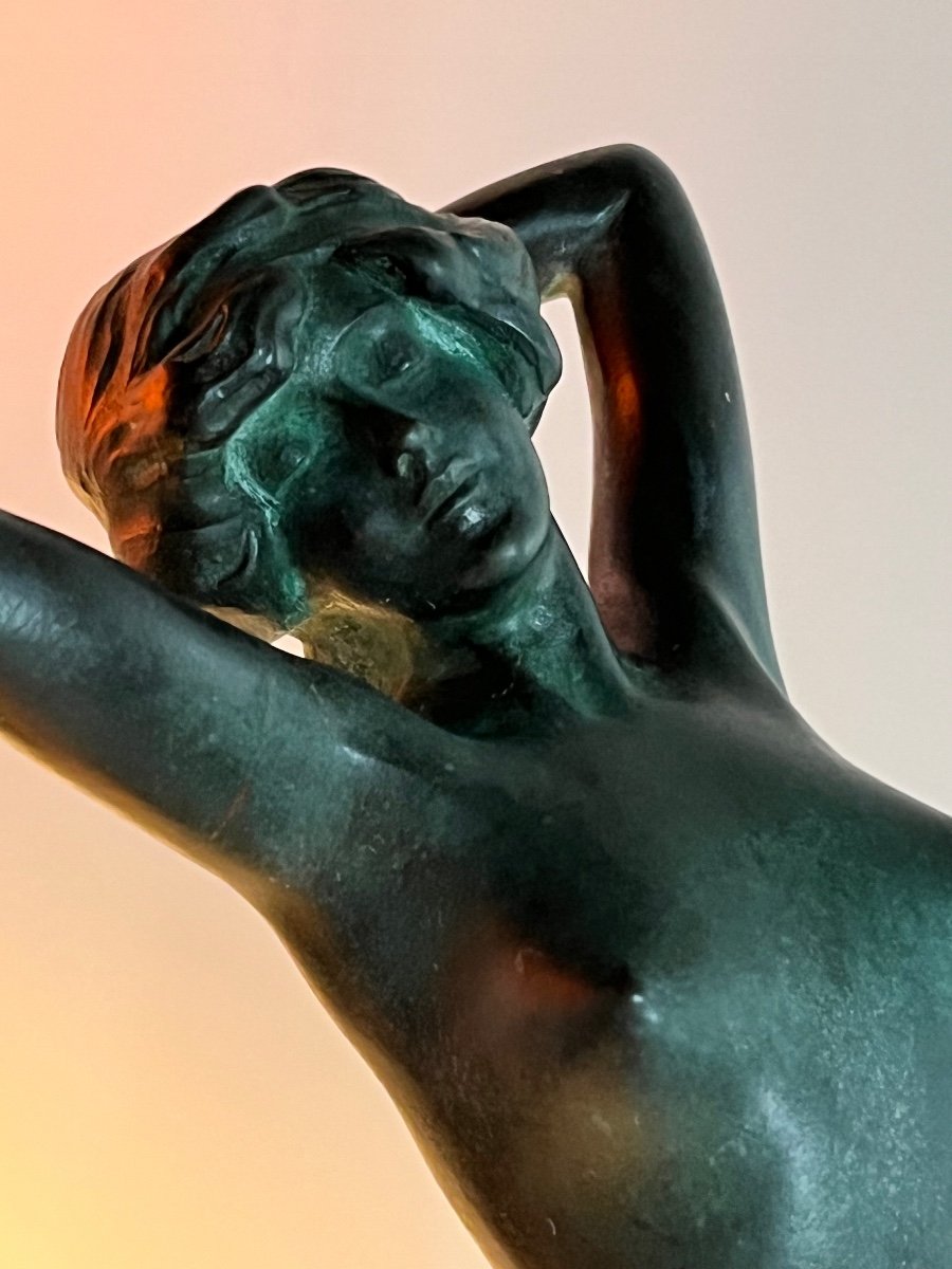 Sculpture The Awakening Paul Philippe Bronze Art Deco-photo-1