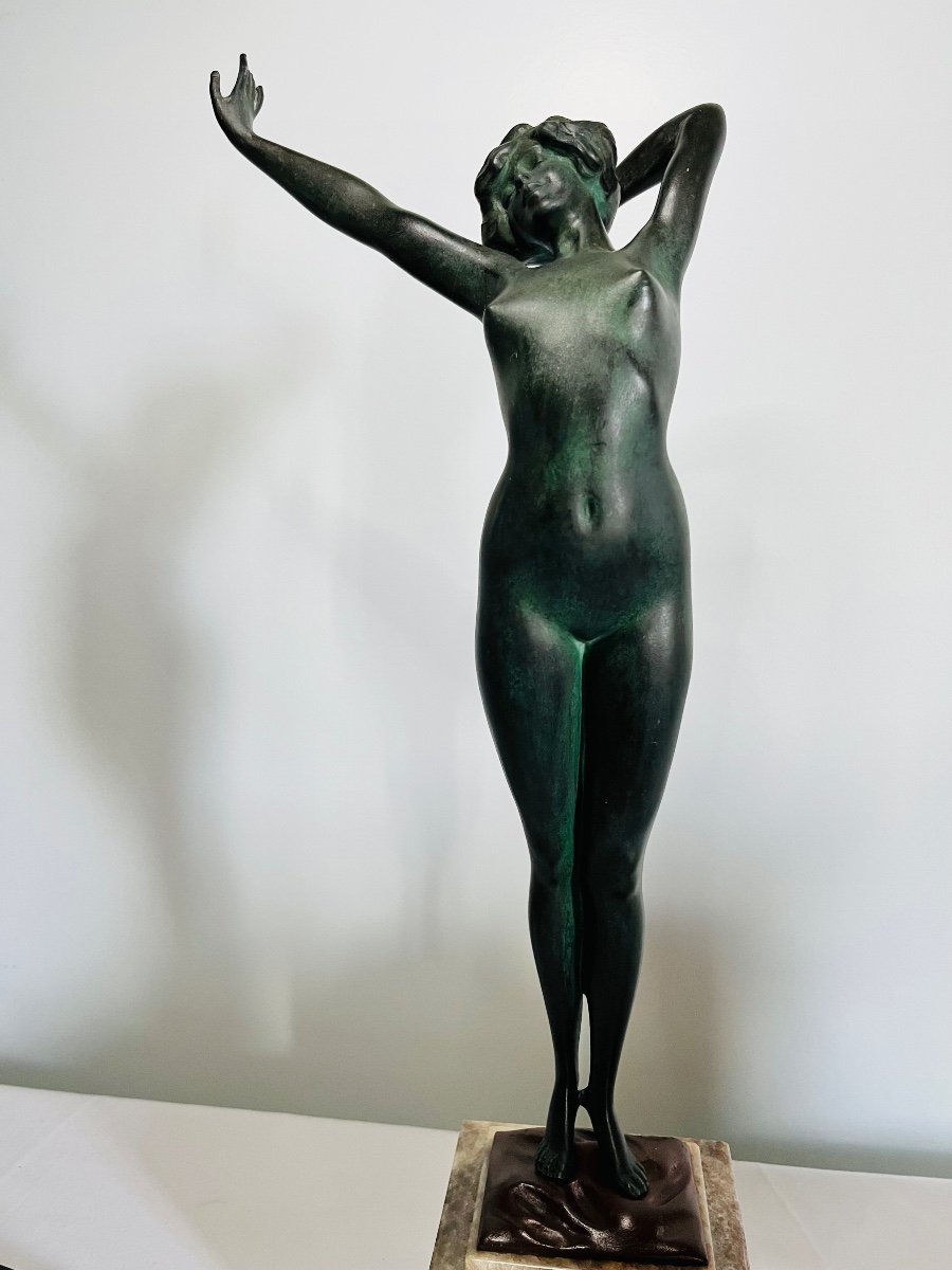 Sculpture The Awakening Paul Philippe Bronze Art Deco-photo-4