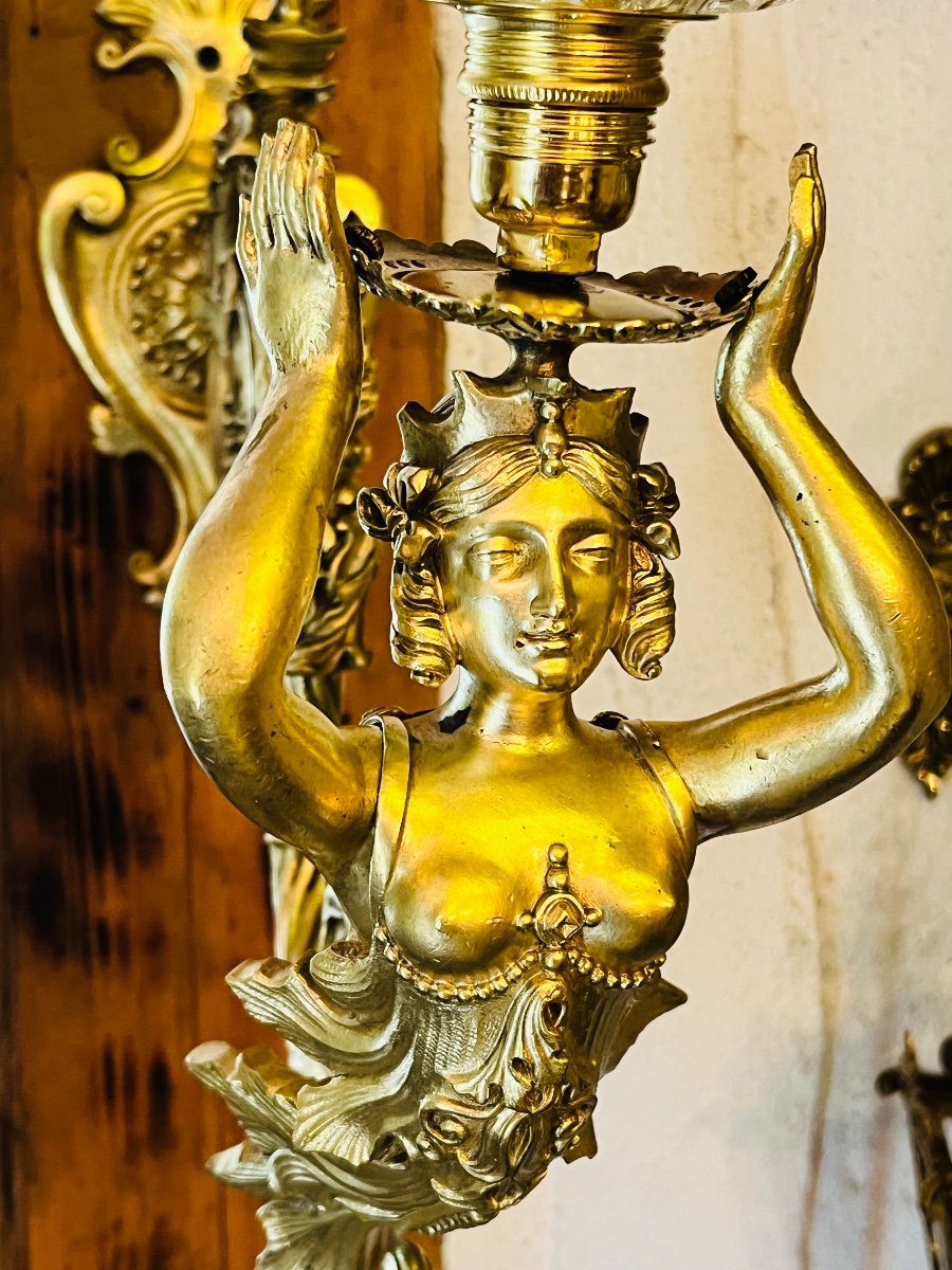Female Bust Sconce In Gilded Bronze-photo-4