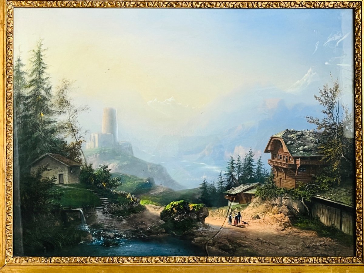 Pastel Landscape Of The Alps 1855-photo-2